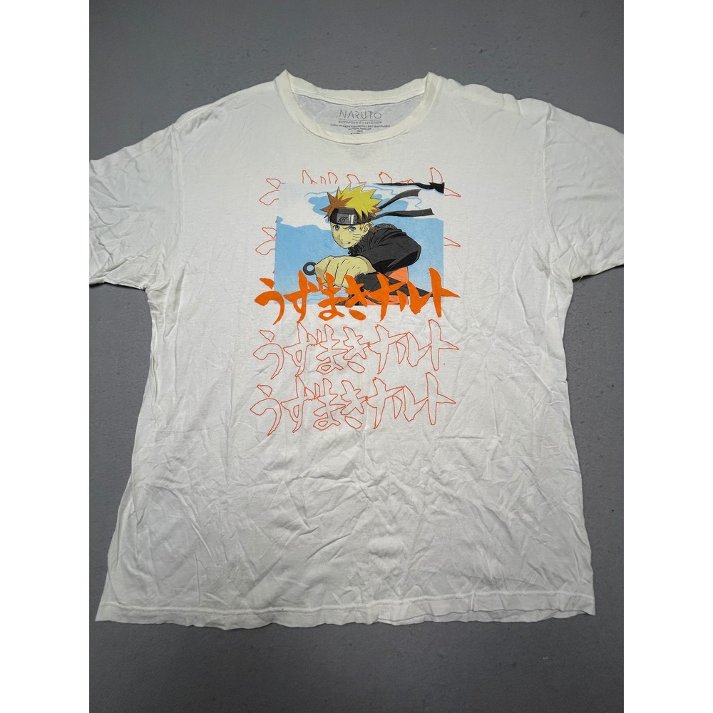 Naruto Shippuden Collection Graphic T-Shirt 100% Cotton White 2XL Mens